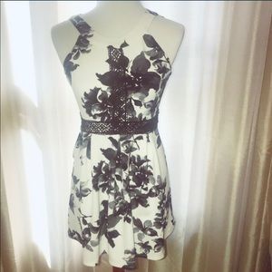 Girls Amy Byer Black, White & Grey Floral Dress